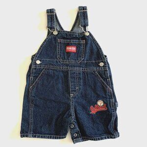 Oshkosh Baby 12 Months Carpenter Overalls Denim Logo Embroidered Baseball Snaps